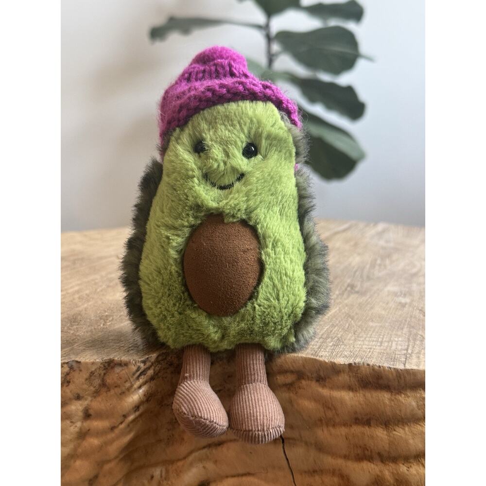 Jellycat Amuseable Avocado Cozi Fuschia Pink Knit Hat Small Stuffie Plush